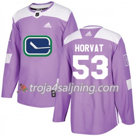 Vancouver Canucks tröja Bo Horvat 53 Adidas 2017-2018 Lila Fights Cancer Practice Authentic - NHL Tröjor Herr